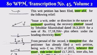 80 WPM Transcription No 45 Legal Volume 2 With ouline amp Text [upl. by Baudelaire]