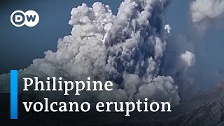 Thousands flee after Philippine volcano Taal erupts south of Manila  DW News [upl. by Dnomra]