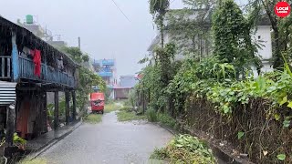 Rain in my Village Explore Flooded Villages with Peaceful Rain Sound [upl. by Aidnama]