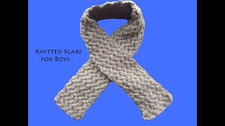 Knit scarf pattern for boys  tejer bufanda para niños [upl. by Nido165]