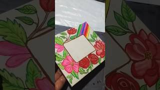 Diy flower photo frame artdiyflowersshorts borderdesigndiyframe papercraft handpainted [upl. by Nosidam146]