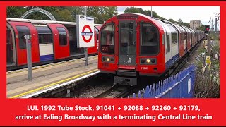 LUL 1992 Tube Stock 91041  92088  92260  92179 arrive at Ealing Broadway on 230924 [upl. by Shotton]