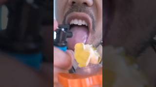 ASMR Mustache Lemon Lollipop amp Blueberry Spray Candy eating sounds mukbang youtubeshorts shorts [upl. by Aikcin]