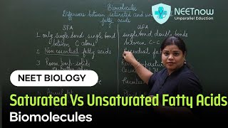 Differences between saturated and unsaturated fatty acids Biomolecules  Class 11  NEET [upl. by Dolf]