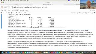 Applied Spatial Regression Analysis  Notebooks ML Estimation Spatial Lag Model [upl. by Ilat]