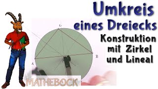 Umkreis eines Dreiecks konstruieren  Kreis durch drei Punkte  Schnittpunkt der Mittelsenkrechten [upl. by Reifinnej]