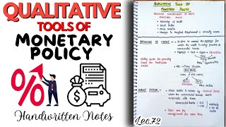 Qualitative Tools of Monetary Policy  Indian Economy Lec72  Handwritten notes An Aspirant [upl. by Nirda]