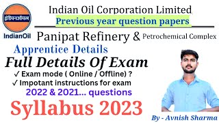 IOCL Apprentice Previous year question papers  Syllabus 2023  Exam pattern [upl. by Oremodlab]