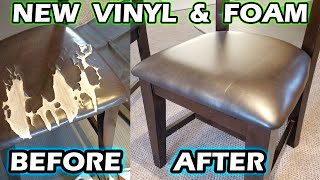 How to REUPHOLSTER a common dining room chair with new Vinyl amp Foam DIY [upl. by Ettenor]