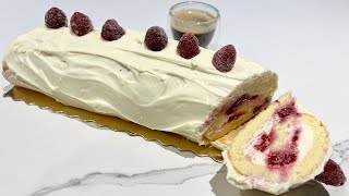 BUCHE DE NOEL FACILE CHOCOLAT BLANC FRAMBOISES [upl. by Assenat]