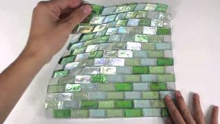 Iridescent Glass Mosaic Tile Aqua Blend 1x2  120KELU12BL15 [upl. by Humbert25]