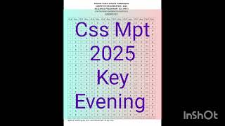 CSS 2025 Mpt Answer key Morning and Evening batch [upl. by Amoritta966]