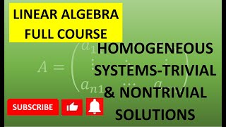 Homogeneous Systems  Trivial Solution Non Trivial Solution  Elementary Row Operations [upl. by Norah410]