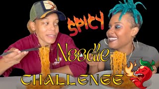 NUCLEAR SPICY NOODLE CHALLENGE WITH 2 SPICY CHIX 🥵 [upl. by Lagiba]