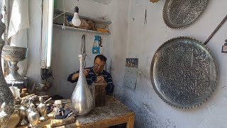 Handicrafts  Old man esfahani engraving workshop [upl. by Eneladgam]