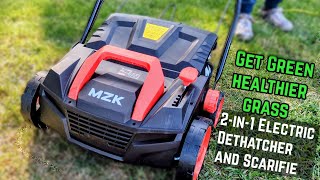 Electric Dethatcher and Scarifier  mzk honestreview lawncare productzone [upl. by Ynatirb]