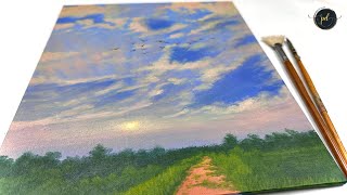 Sunrise painting with Acrylic colours  Step by step [upl. by Naic]