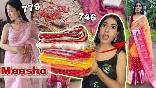 MEESHO Saree Haul Meesho Organza Saree Haul Meesho Saree starting at 746 Meesho partywear sarees [upl. by Etteyniv]