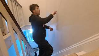 HOW TO INSTALL MDF WALL PANELING on a staircase [upl. by Hagen592]