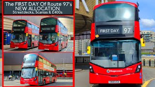 THE FIRST DAY Of Route 97s NEW ALLOCATION Of Streetdecks TEMPORAY Scanias amp One Enviro 400 [upl. by Adnofal954]