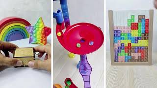 ASMR Video with jingle bells beads balls wooden toys marble run and other [upl. by Ojeillib]