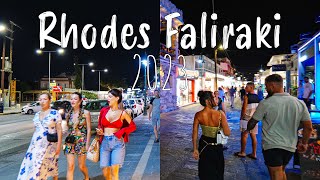 Faliraki Rhodes Rhodos nightlife walking tour 4k Rodos Greece 2023 [upl. by Royden]