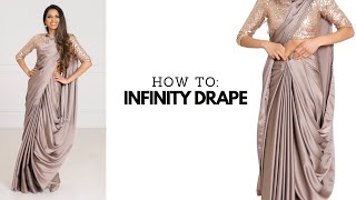 Infinity Drape with Satin Silk Saree  laxmi saree draping  saree new trends  Tia Bhuva [upl. by Orthman]