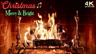 Christmas Fireplace w Merry and Bright Instrumental Christmas Music  Christmas Fireplace Ambience [upl. by Woodward]