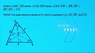 Proof that Angle bisectors meet at single point Incenter amp Equal height from Incenter [upl. by Eltsyrk]