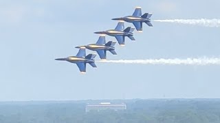 Navy Blue Angels 😇 Fly Echelon Formation over Naval Hospital Pensacola 2024 [upl. by Okkin]