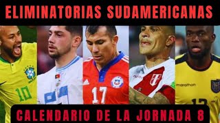 CALENDARIO DE LA JORNADA 8  Eliminatorias Sudamericanas rumbo al MUNDIAL 2026 [upl. by Ogilvie]