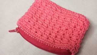 Crochet zipper bag  pouch Crochetforbeginners full tutorial [upl. by Eeznyl]