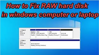 How to Fix RAW hard disk in windows computer or laptop [upl. by Devi]