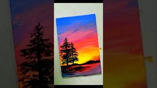 Evening view easy acrylic painting art painting [upl. by Flin928]