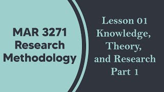 Research Methodology  Knowledge Theory and Research Part 1 [upl. by Jordana]