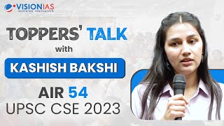 Jaipur Toppers Talk  Ms Kashish Bakshi AIR 54  UPSC CSE 2023 [upl. by Engel]