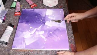 Actylmalen  Abstract painting demo Abstraktes Acrylbild  Schritt für Schritt in violet [upl. by Oilegor322]