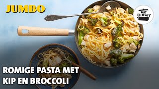 Wat eten we Romige pasta met kip en broccoli [upl. by Ydnirb]