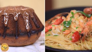 Spaghetti aux crevettes sauce rosée cake vanille chocolat  Koujinetna haka 4 Ep 01 [upl. by Ahsemad]