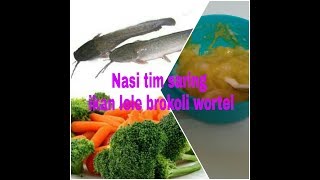 Resep MPASI 8 Bulan Keatas  Nasi Tim Saring Ikan Lele Brokoli Wortel [upl. by Naginnarb]