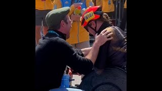 Eden RainbowCooper hugs friend after winning Boston Marathon [upl. by Masuh]