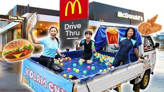 DRIVETHRU MCD MEKDI PAKE MOBIL KOLAM RENANG  BORONG ES KRIM amp AYAM GORENG  KASIRNYA SYOK  Vlog [upl. by Wiseman]