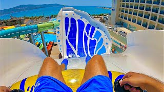 Very Tall Tsunami Water Slide at Maxeria Blue Didyma Hotel [upl. by Hagile]