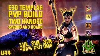 ⚔️ESO 2H TEMPLAR PvP Build 2HSampB U44 l Crit Burst w Pull Set l 1vX 2vX 3vX BGs ⚔️ [upl. by Cyrillus]