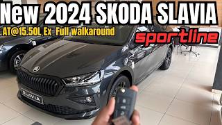 Skoda Slavia Sportline 2024  New Slavia sportline AT EX1550 L Most Value for money variant [upl. by Ynnob]