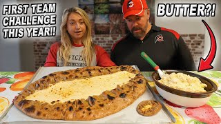 This 13000 Calorie Finnish Karjalanpiirakka Challenge w KatinaEatsKilos Has 2 LBS of Butter [upl. by Ahsikam197]