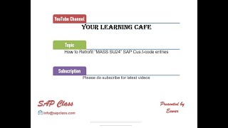 Retrofit MASS SAP SU24 entries  Export and Import Procedure [upl. by Ellednahs405]