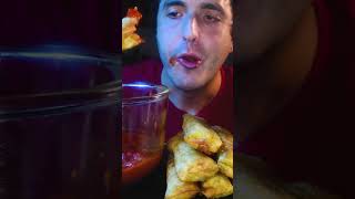 ASMR Eating PIZZA EGG ROLLS shorts [upl. by Fitalludba102]