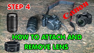 ✅ How to ATTACH and REMOVE CAMERA LENS Canon canon  📷🔎 Step 4 [upl. by Atiluj]