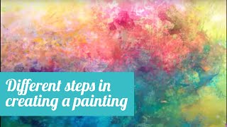 Abstract landscape painting Different steps in creating a painting [upl. by Nelhsa]